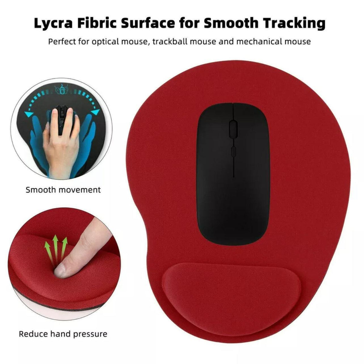 Comfort Mouse Pad with Built In Wrist Support Non Slip Ergonomic Mice Mat - Green