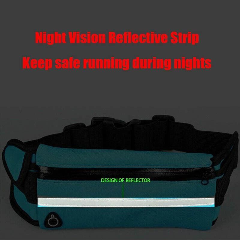 Waterproof Running Bum Bag Fanny Pack Waist Belt Money Wallet Zip Pouch Sports - Green