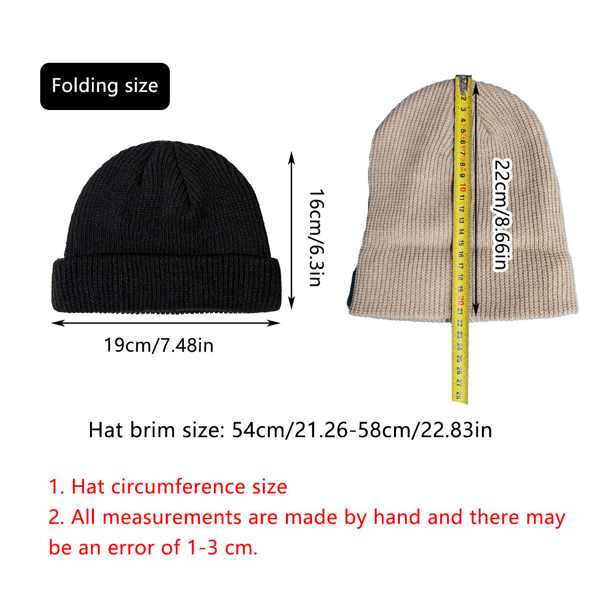 Men Women Mini Fisherman Beanie Winter Spring Hat Soft Knitted Docker Skull Cap - Khaki