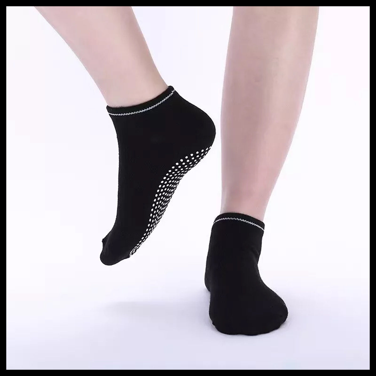 3 Pairs Ladies Women Sports Cotton Rich Pilates Yoga Non-Slip Grip Socks - Pink