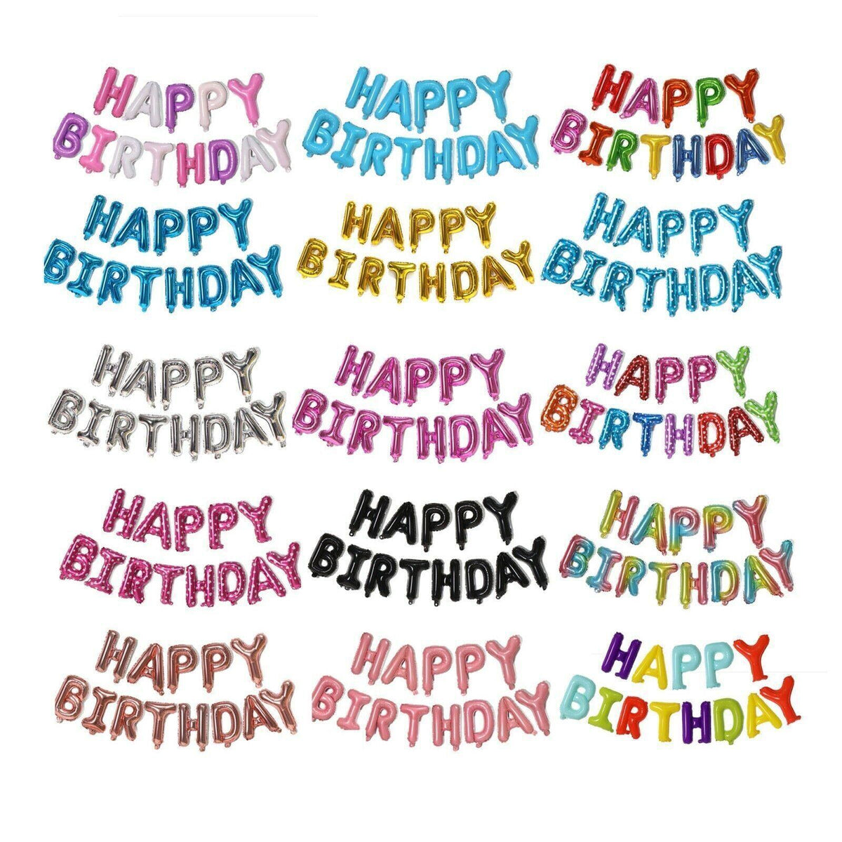 40Cm 3D Happy Birthday Letters Balloons Inflating Foil Banner Bunting Celebrate - Pink