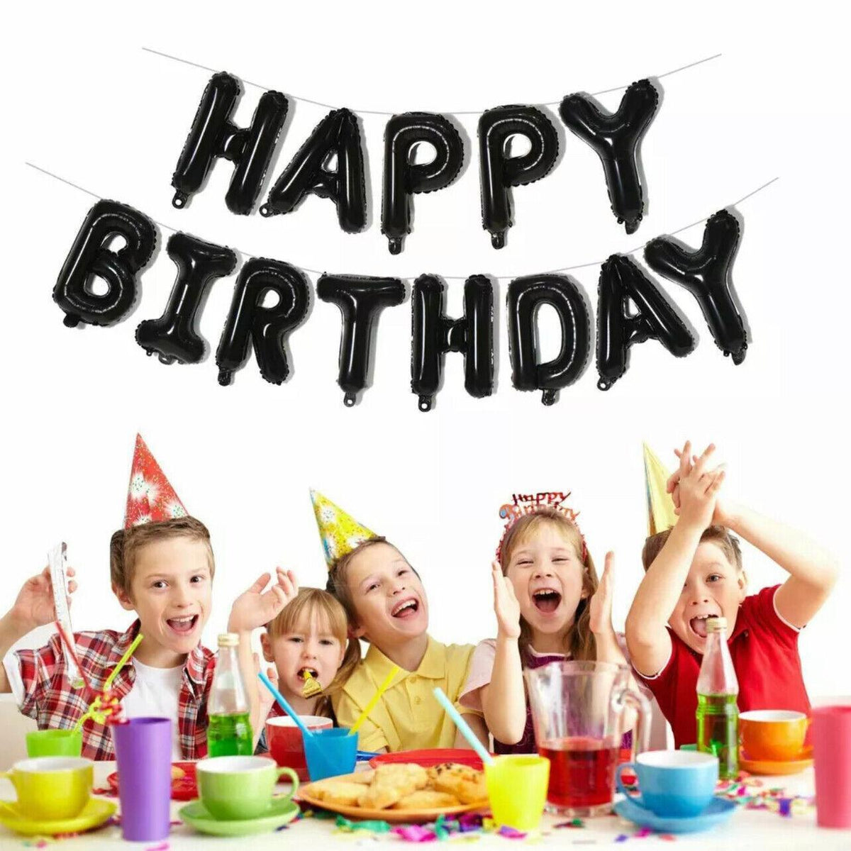 40Cm 3D Happy Birthday Letters Balloons Inflating Foil Banner Bunting Celebrate - Pink