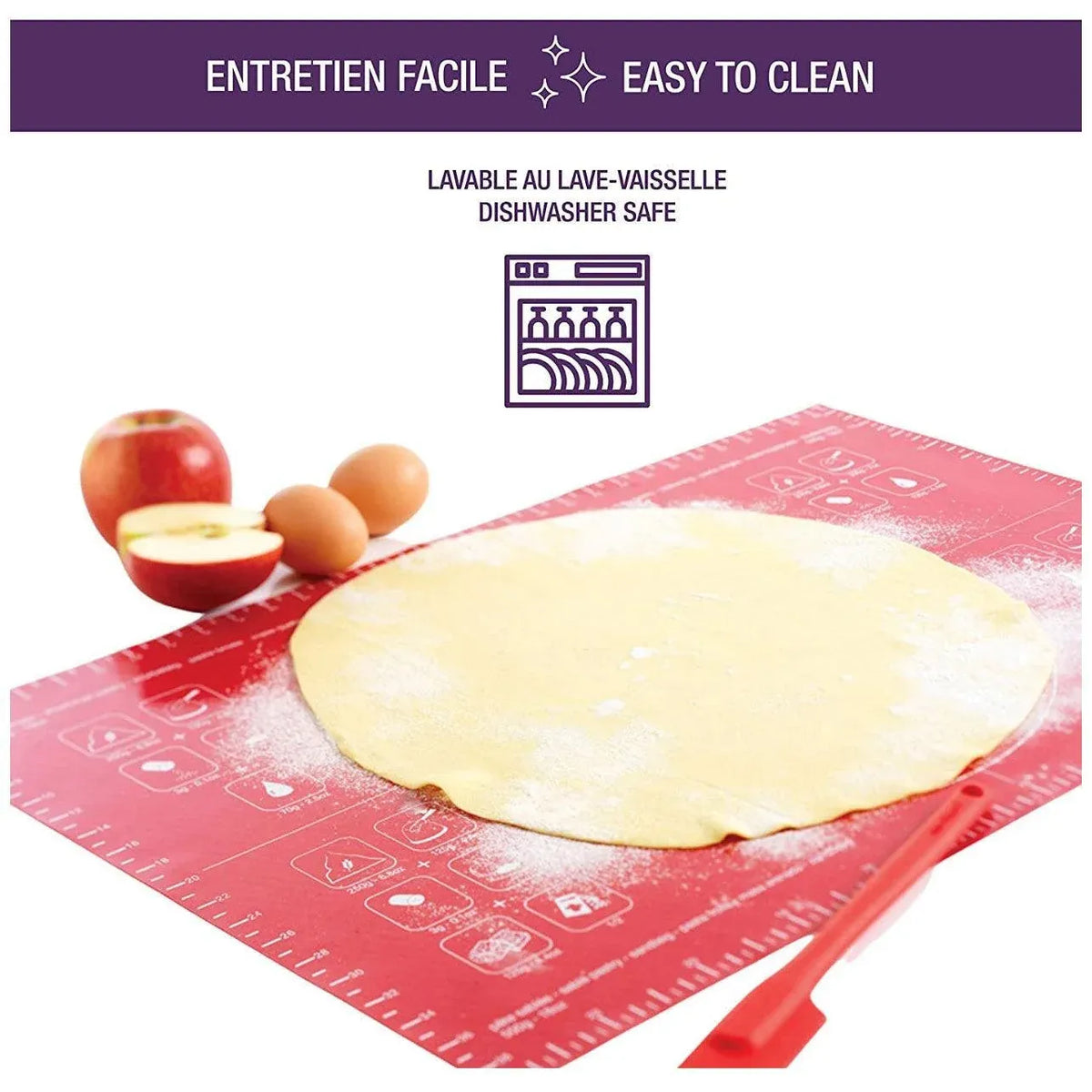 Red Silicone Baking Mat 40x30cm Non Stick Dough Rolling Sheet Reusable Pastry Tool