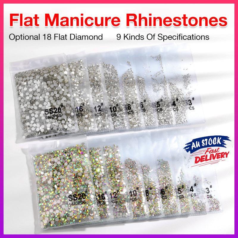 1440Pcs Glitter Rhinestones Crystal Flat Clear Bottom Glass Nail Art Nail Drill - Coloured Crystal-SS5