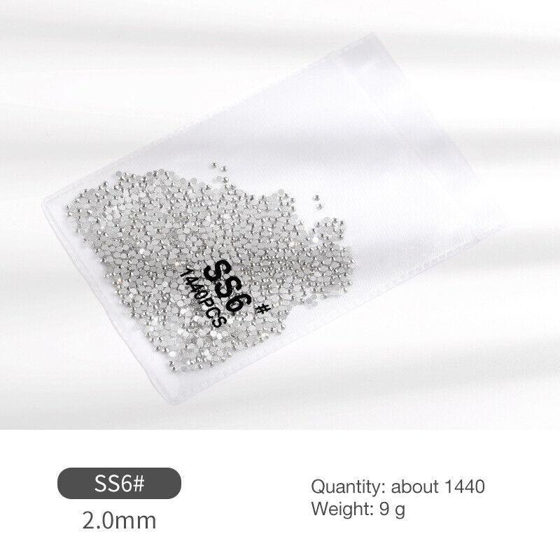 1440Pcs Glitter Rhinestones Crystal Flat Clear Bottom Glass Nail Art Nail Drill - Coloured Crystal-SS5