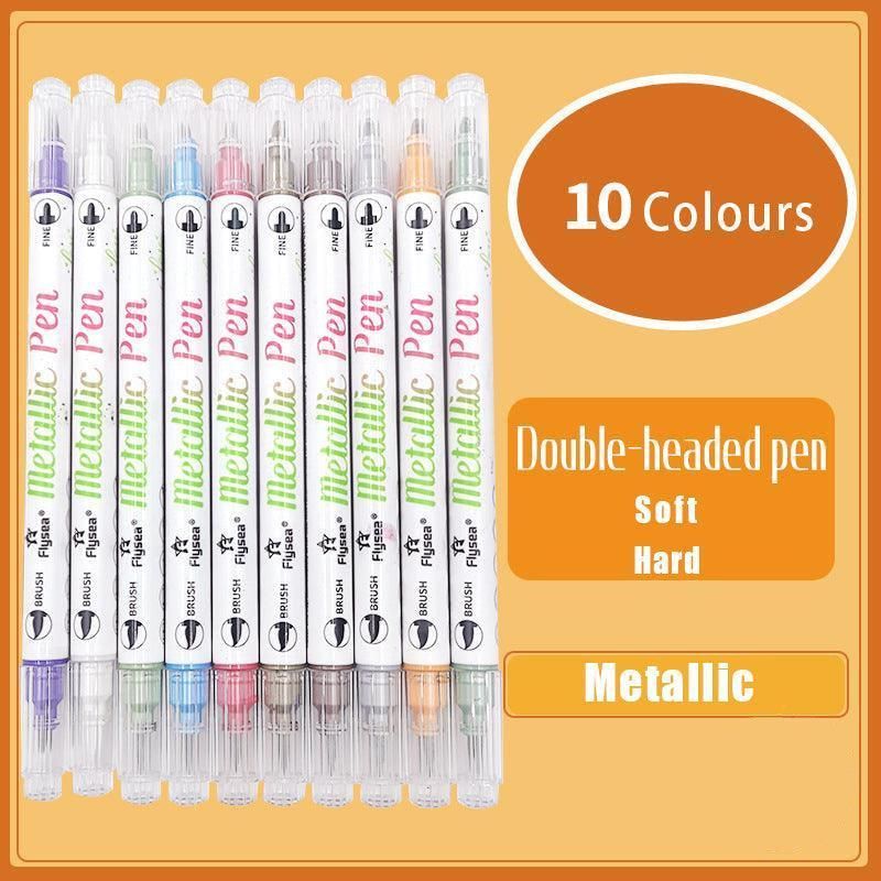 10-Color Set Double Head Shimmer Marker Pens for Albums & Doodles - 10-Colour Set