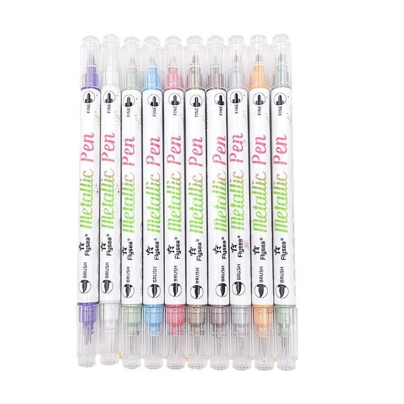 10-Color Set Double Head Shimmer Marker Pens for Albums & Doodles - 10-Colour Set