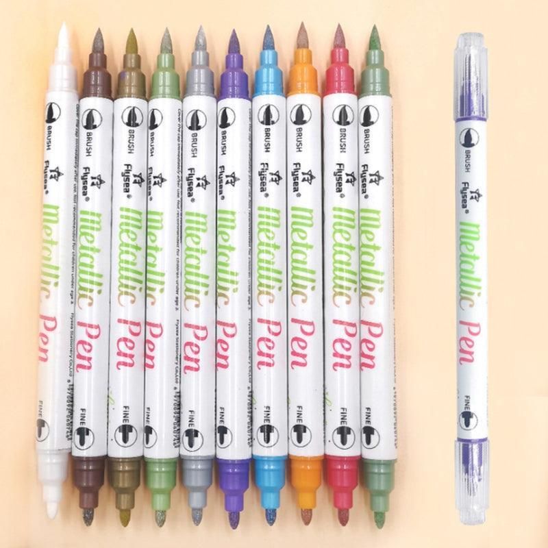 10-Color Set Double Head Shimmer Marker Pens for Albums & Doodles - 10-Colour Set