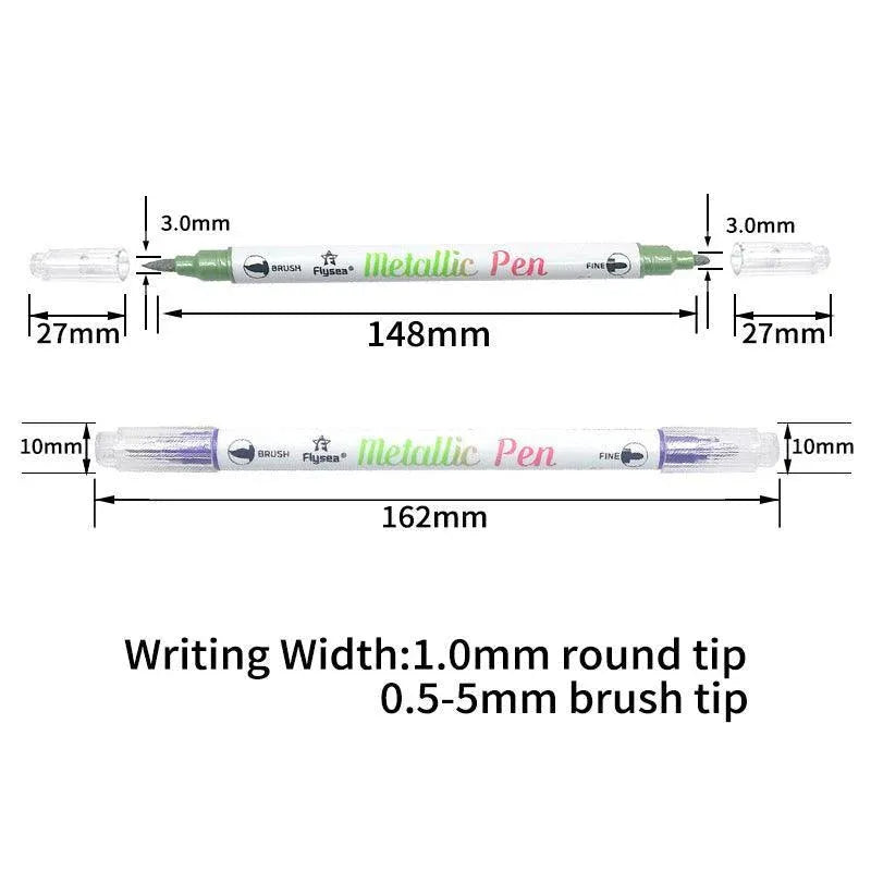 10-Color Set Double Head Shimmer Marker Pens for Albums & Doodles - 10-Colour Set