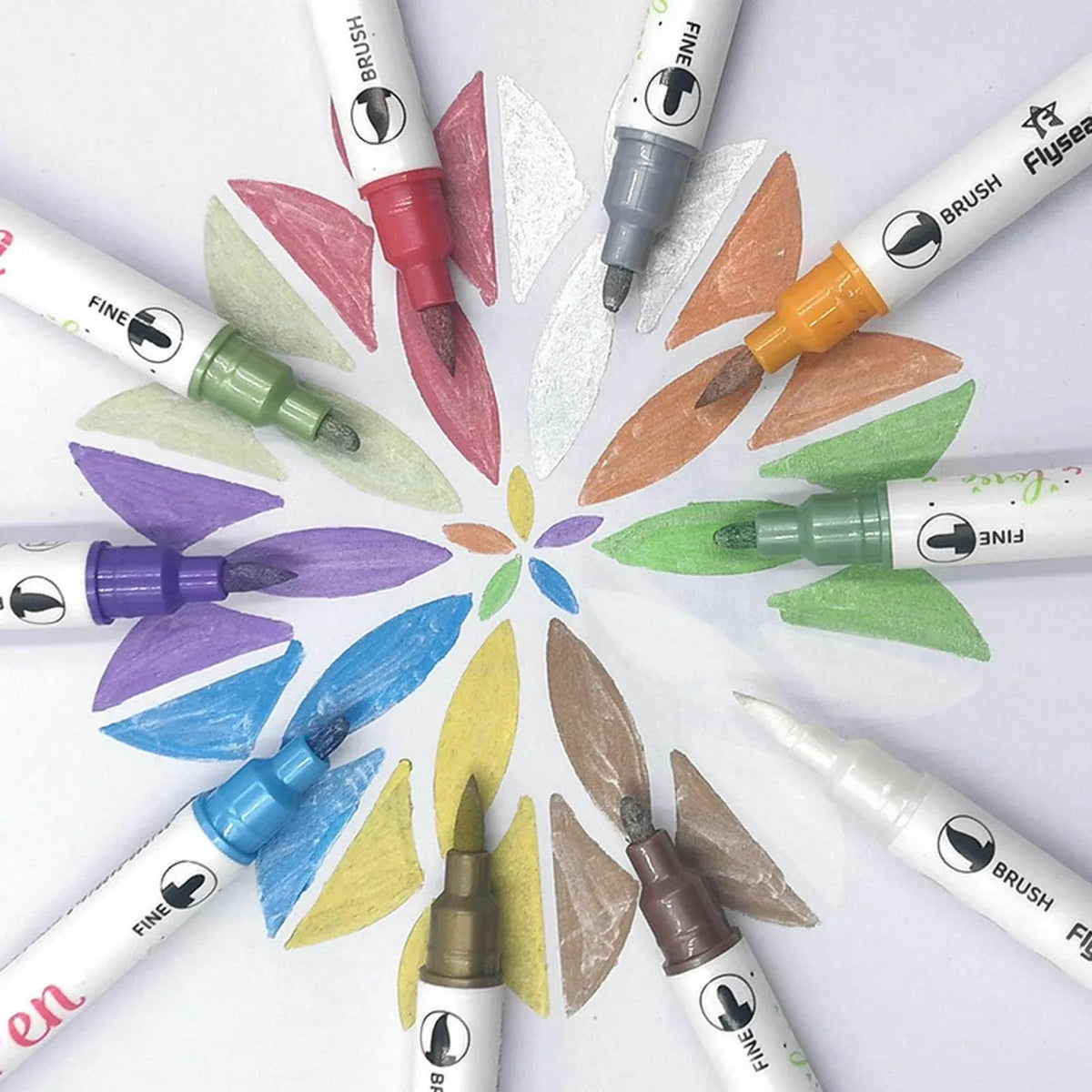 10-Color Set Double Head Shimmer Marker Pens for Albums & Doodles - 10-Colour Set