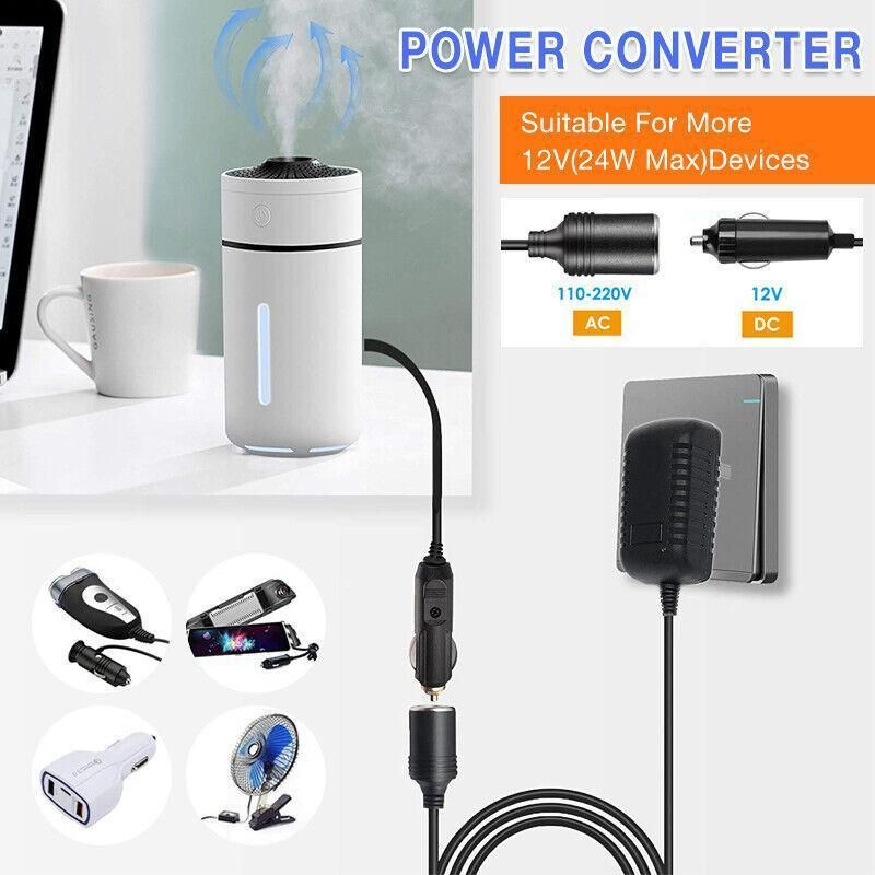 240V Mains Plug To 12V Socket Adapter Car Cigarette Lighter Power Converter Pc