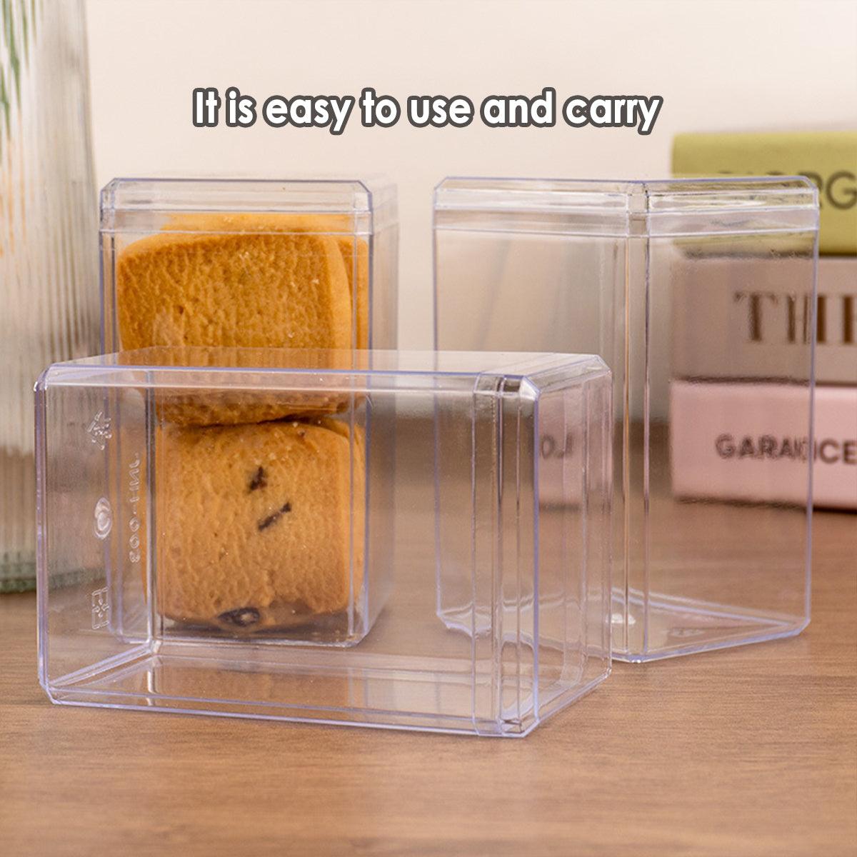 20pcs Transparent Biscuit Box Plastic Cake Pastry Dessert Storage 7.5x7.5CM