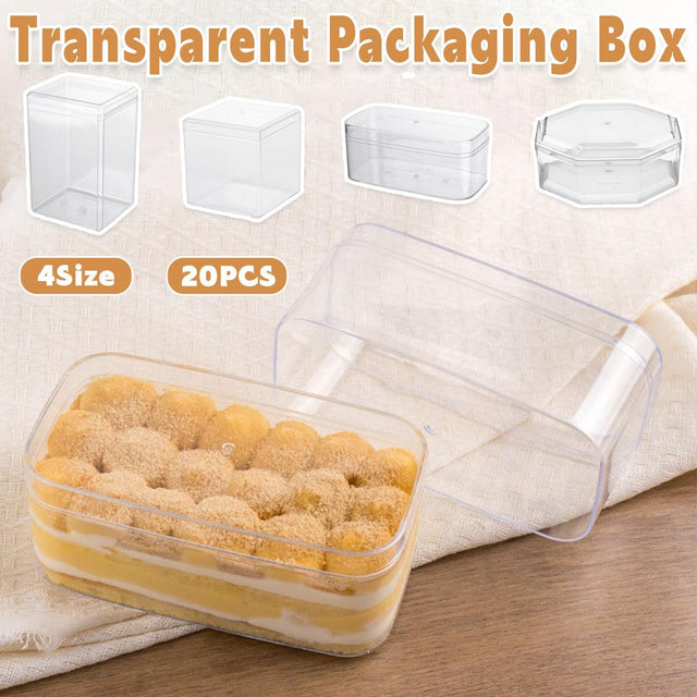 20pcs Transparent Biscuit Box Plastic Cake Pastry Dessert Storage 5.5x9.5cm