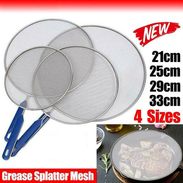 4Size Anti Splatter Guard Oil Net Splash Cover Pan Screen Kitchen Cooking 29CM