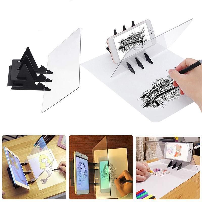 Optical Drawing Tracing Board with Mirror for Phone and Tablet Sketching Tool