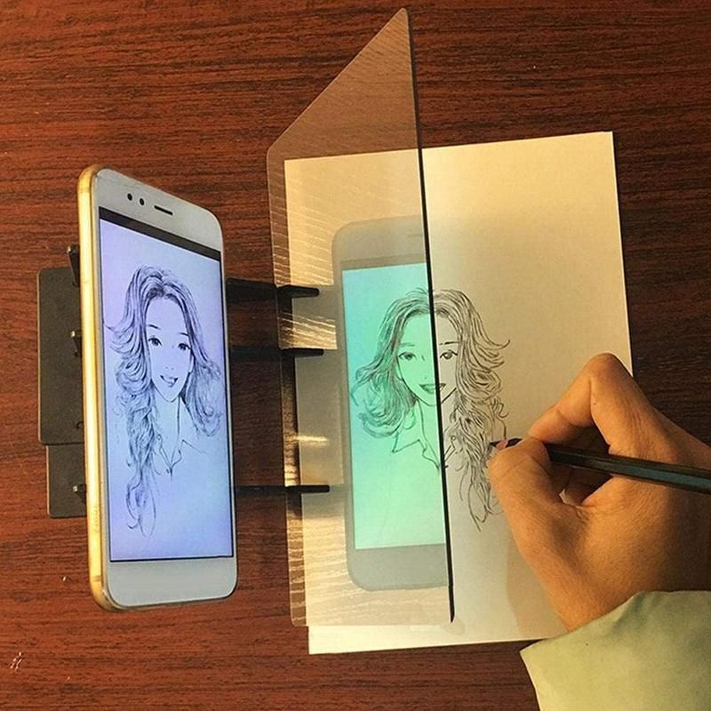 Optical Drawing Tracing Board with Mirror for Phone and Tablet Sketching Tool