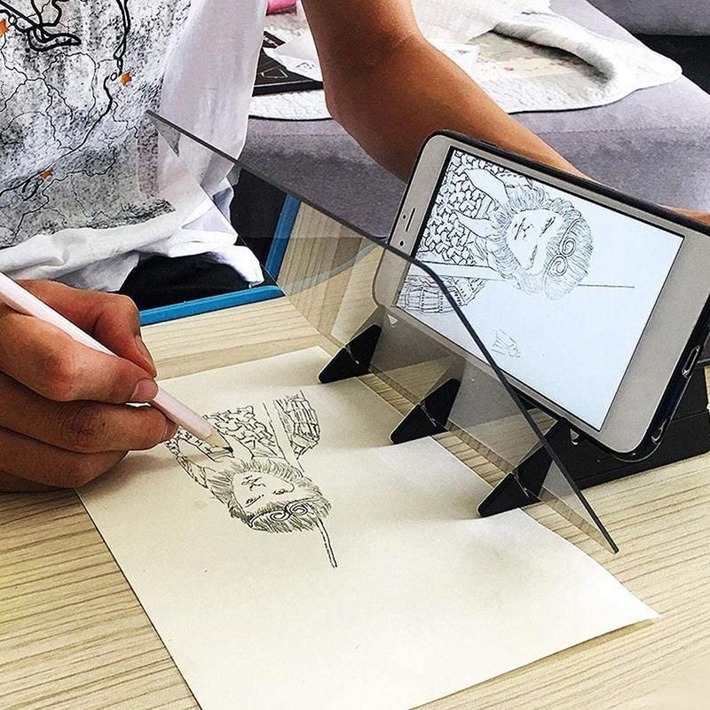 Optical Drawing Tracing Board with Mirror for Phone and Tablet Sketching Tool