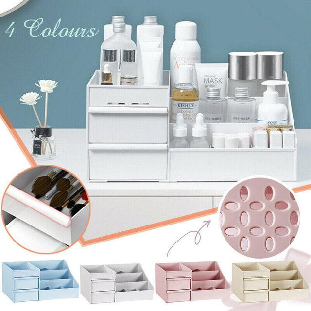 Cosmetic Makeup Organizer With Drawers Bathroom Skincare Storage Box Holder Case - Pink