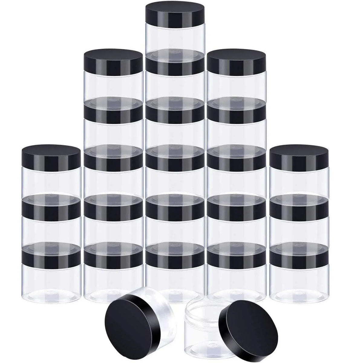 10pcs Wide Mouth Plastic Jars Black Lid Transparent Skin Care Cream Containers - 40ml