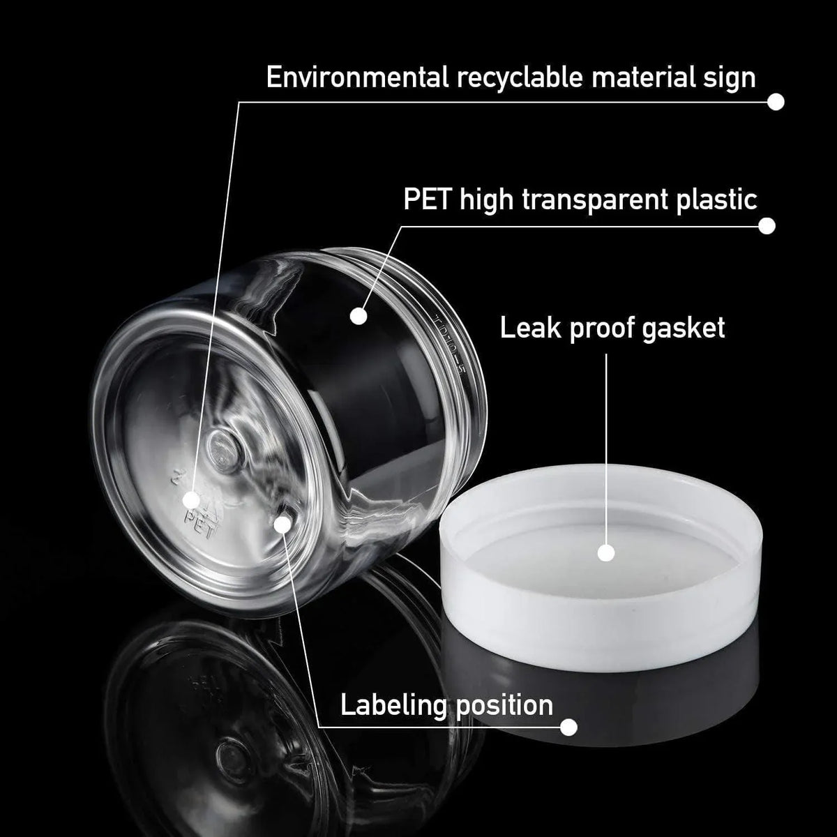10pcs Transparent Wide Mouth Cream Dispenser White Lid Bottle Plastic Jar - 80ml