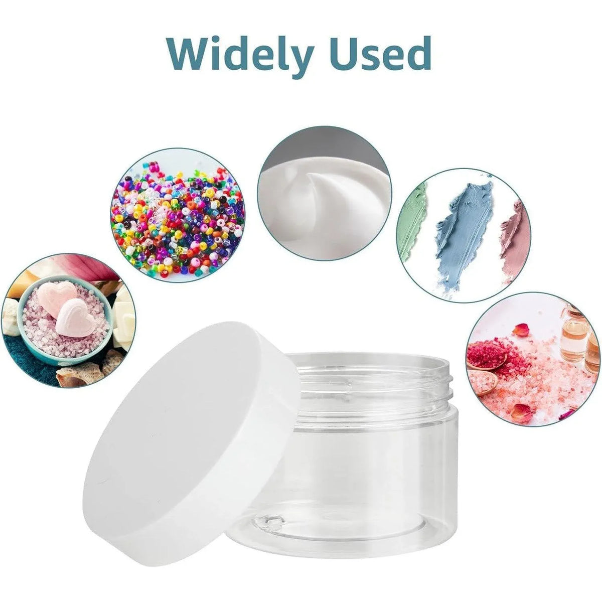 10pcs Transparent Wide Mouth Cream Dispenser White Lid Bottle Plastic Jar - 80ml