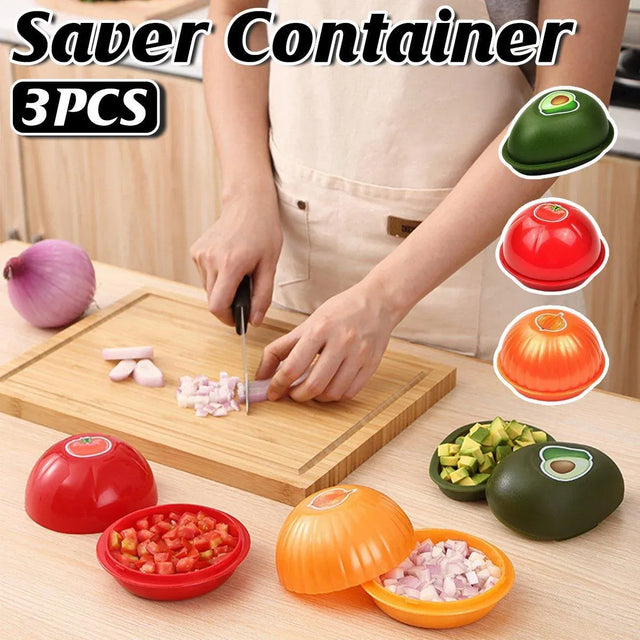 3X Plastic Fruit Vegetable Storage Container Avocado Tomato Lemon Onion Box &