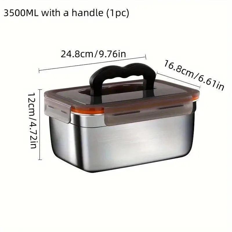 3500ml Stainless Steel Lunch Box Food Storage Container Meal Prep Crisper