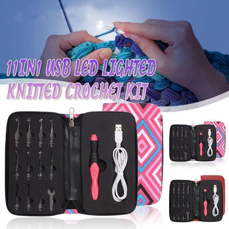 11 In 1 Led Light Up Crochet Hooks Set - Purple