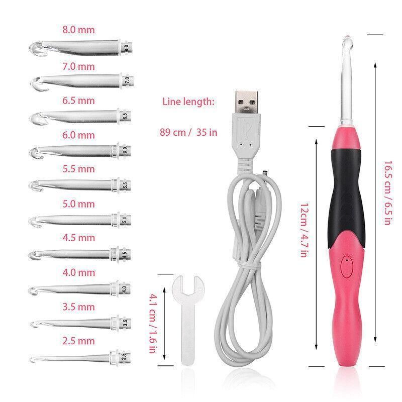 11 In 1 Led Light Up Crochet Hooks Set - Purple