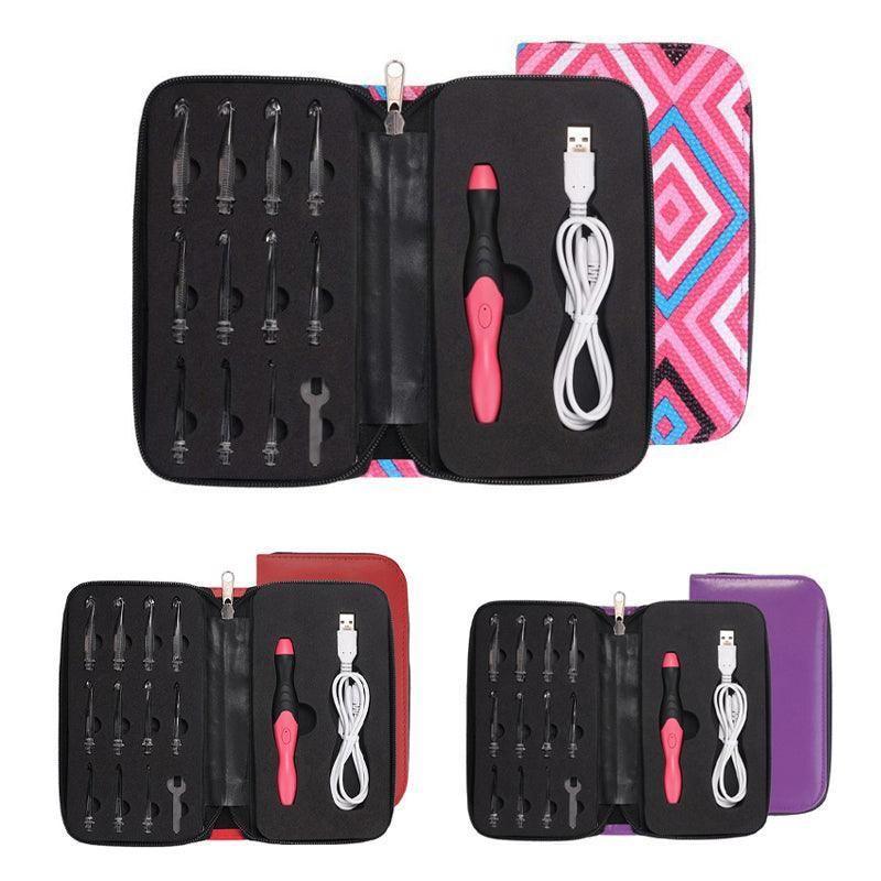 11 In 1 Led Light Up Crochet Hooks Set - Red