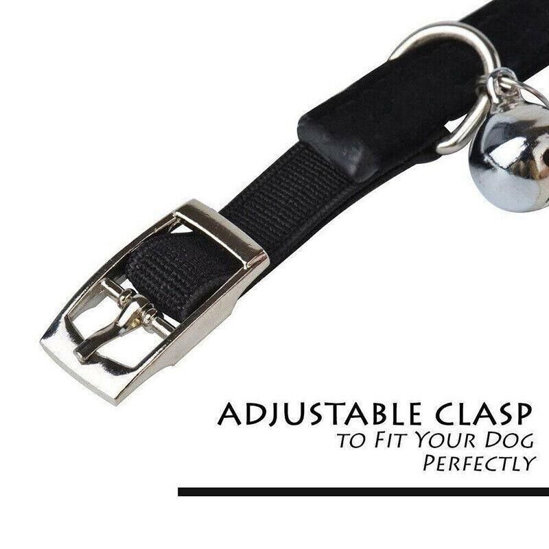 Suede Adjustable Pet Collar with Rhinestone for Cat Puppy 5 Colours Quick Release - Black