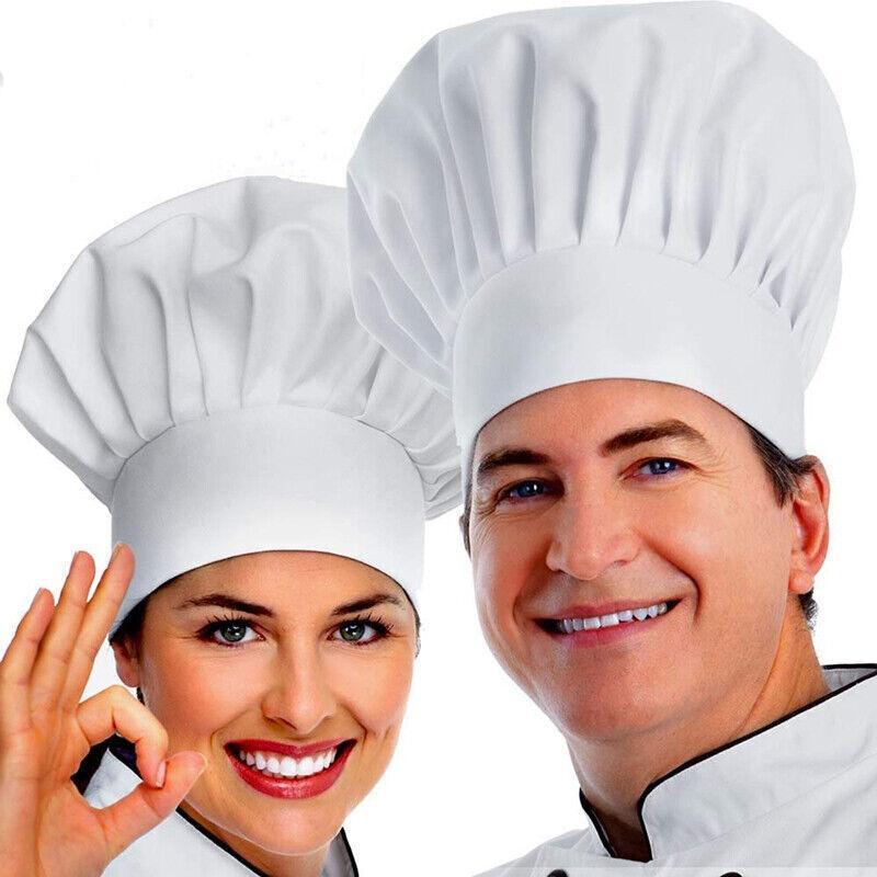 Adjustable Chef Cap with Elastic Band for Kitchen Cooking Baking Catering Use - Black Flatware