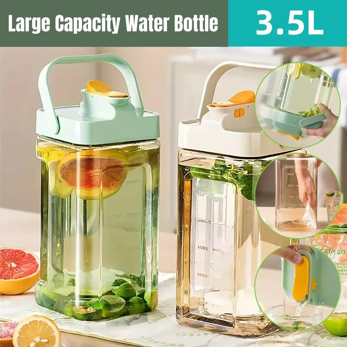 Large Capacity 3.5L Cold Water Kettle Home Use Beverage Dispenser Jug Mug - White