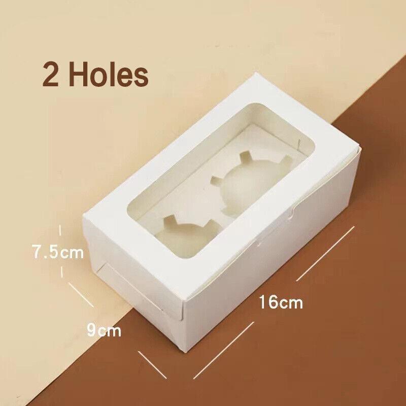 Cupcake Box Cases 1/2/4/8/12 Holes Window Face Muffin Baking 2 25PCS