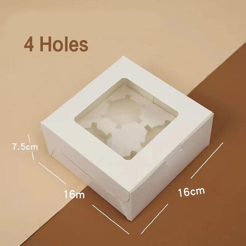 Cupcake Box Cases 1/2/4/8/12 Holes Window Face Muffin Baking 2 25PCS