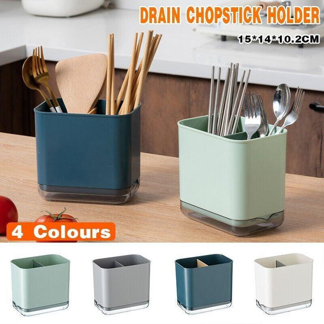 Cutlery Drainer Basket Multifunctional Storage Holder Box Spoon Drain Rack Grey