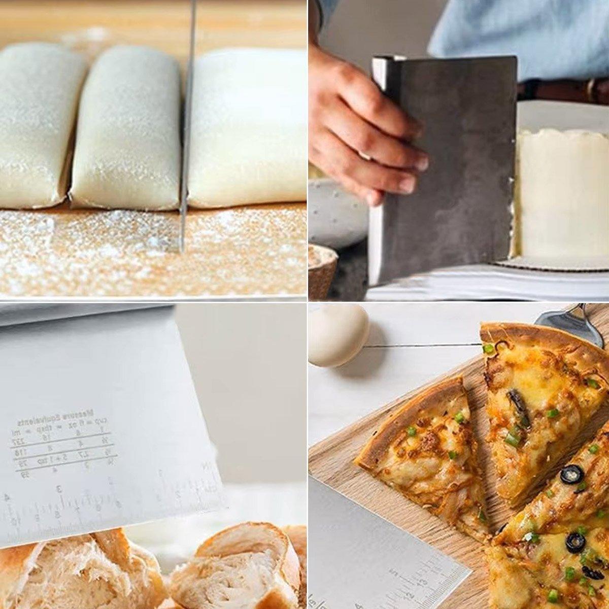 Stainless Steel Dough Cutter Knife Measurement Scraper Pastry Baking Tool - 25cm