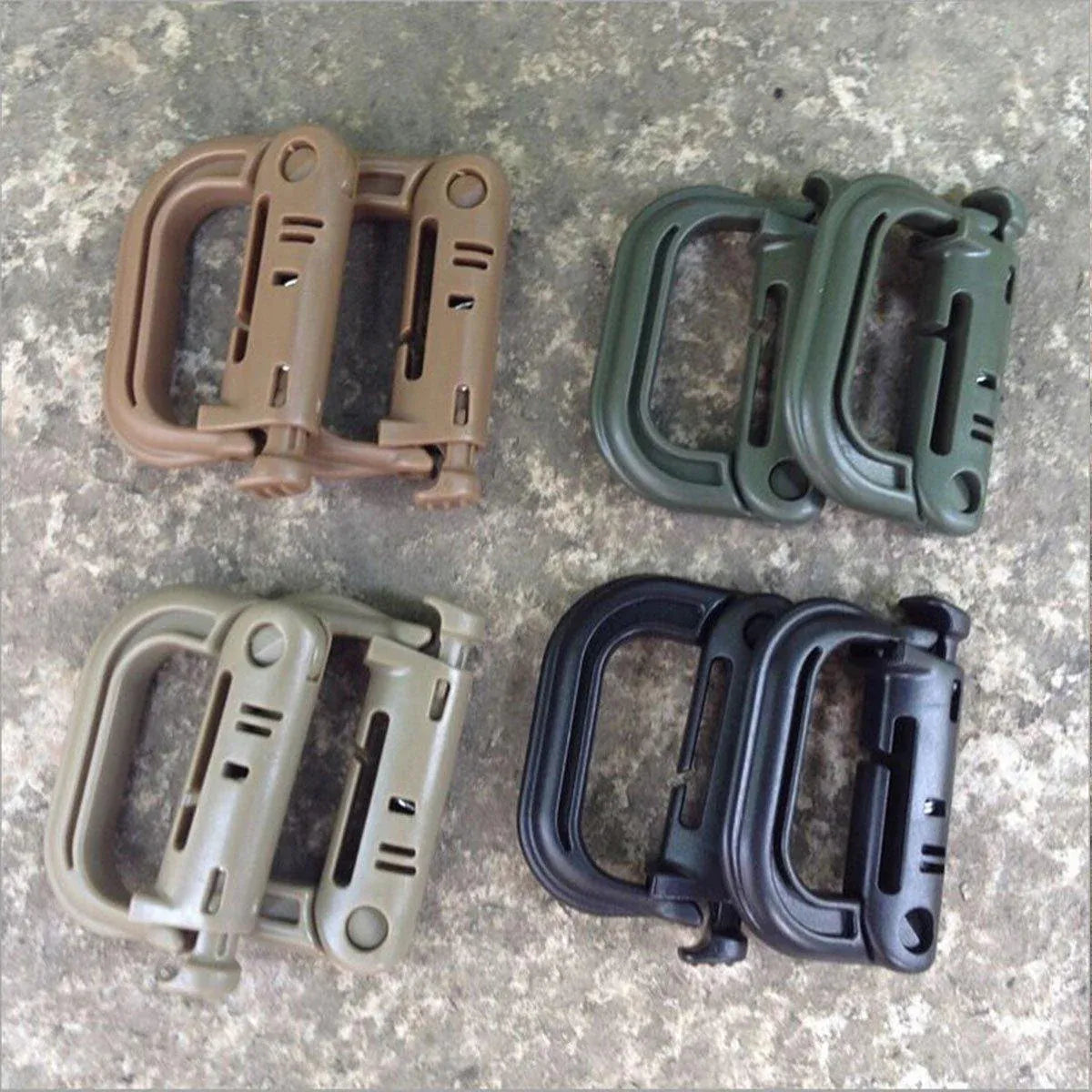 2/5pcs Outdoor D-ring Buckle for Backpack Mountaineering Hiking Camping Clip - 2pcs-Black