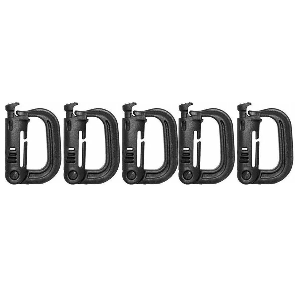 2/5pcs Outdoor D-ring Buckle for Backpack Mountaineering Hiking Camping Clip - 5pcs-Black