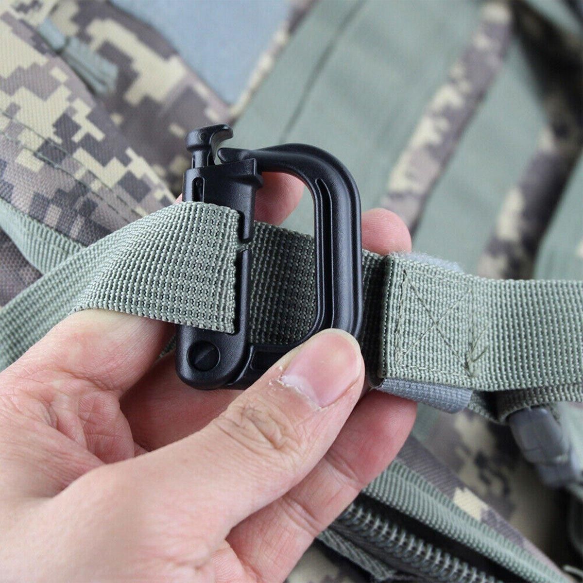 2/5pcs Outdoor D-ring Buckle for Backpack Mountaineering Hiking Camping Clip - 5pcs-Black