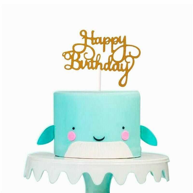 Happy Birthday Cake Topper Colour Printed Acrylic Party Decorations - Black-Deer