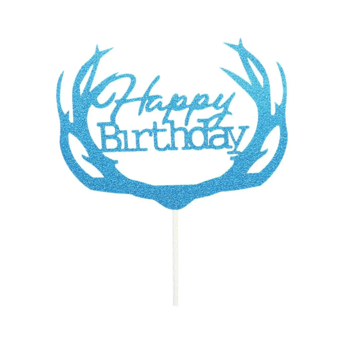 Happy Birthday Cake Topper Colour Printed Acrylic Party Decorations - Blue-Deer