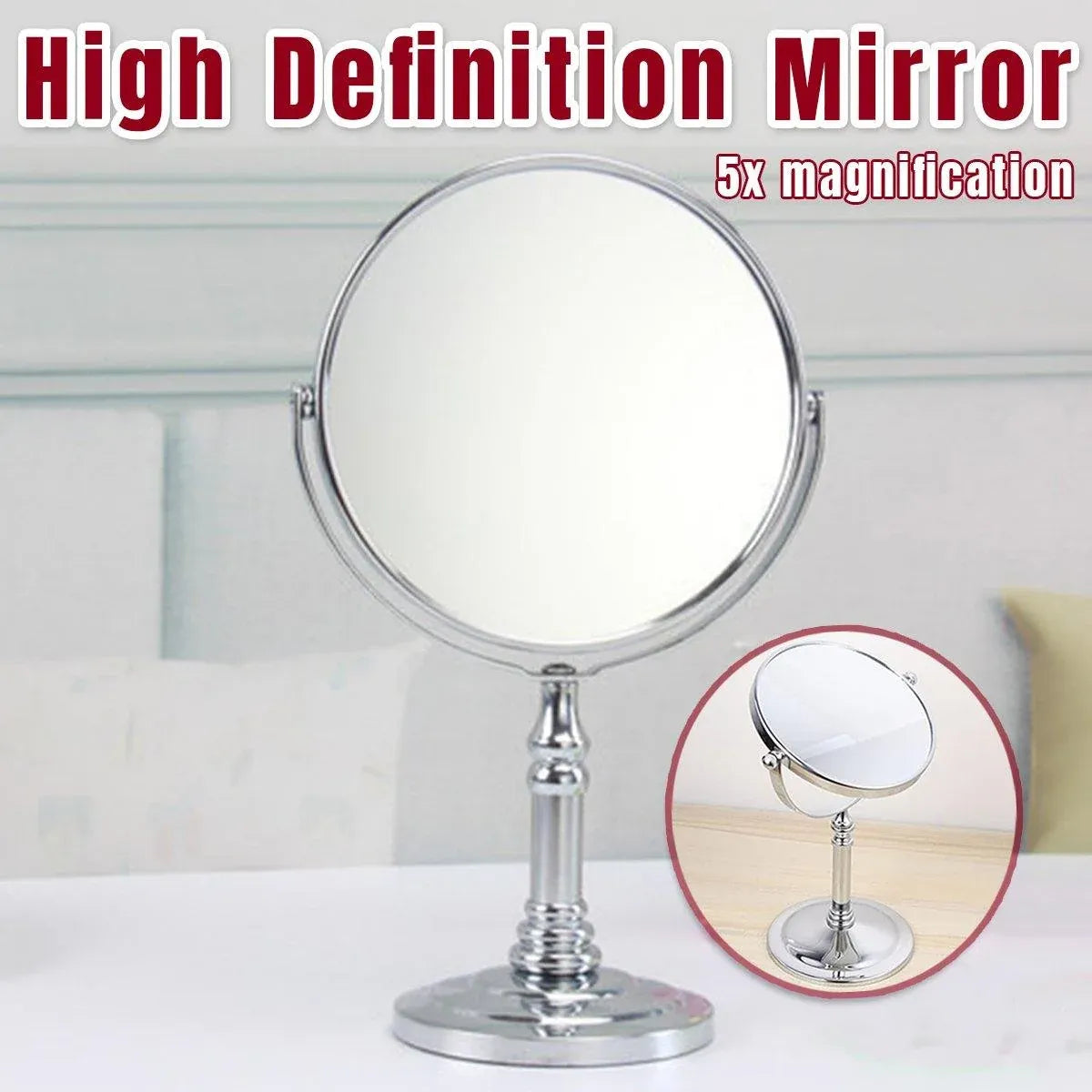 5x Magnifying HD Desktop Vanity Mirror Cosmetic Mirror for Makeup Grooming