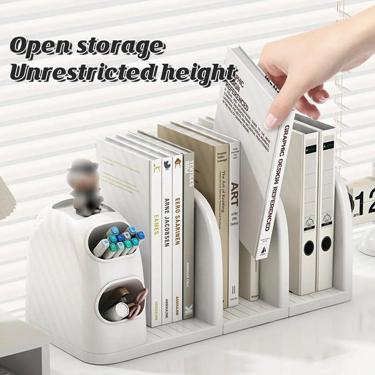 Desktop Book Stand With Storage Box Organizer For Study Reading Office Table