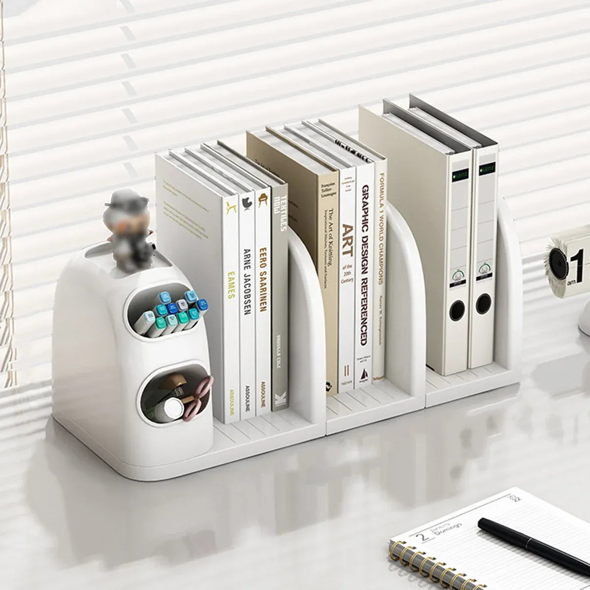 Desktop Book Stand With Storage Box Organizer For Study Reading Office Table