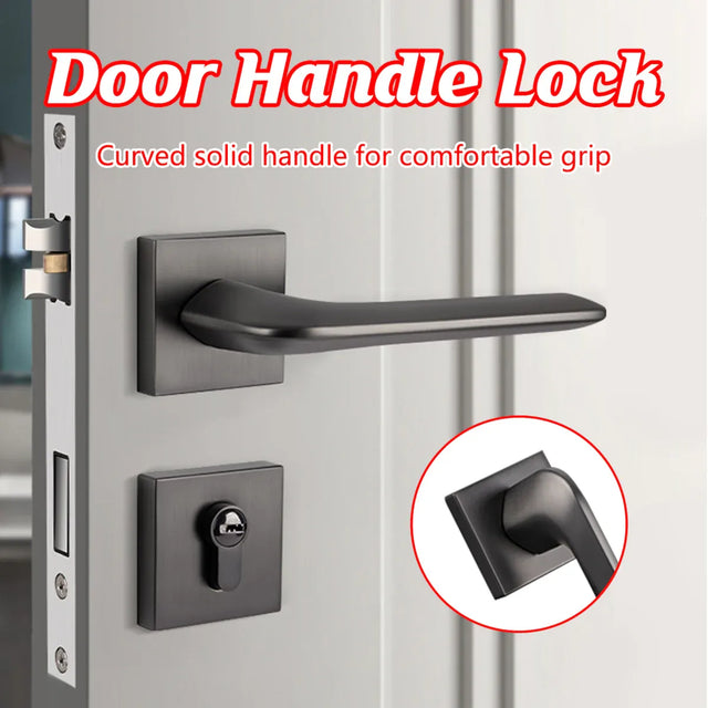 Room Door Lock Modern Style Black Bedroom Door Handle Interior Light Luxury