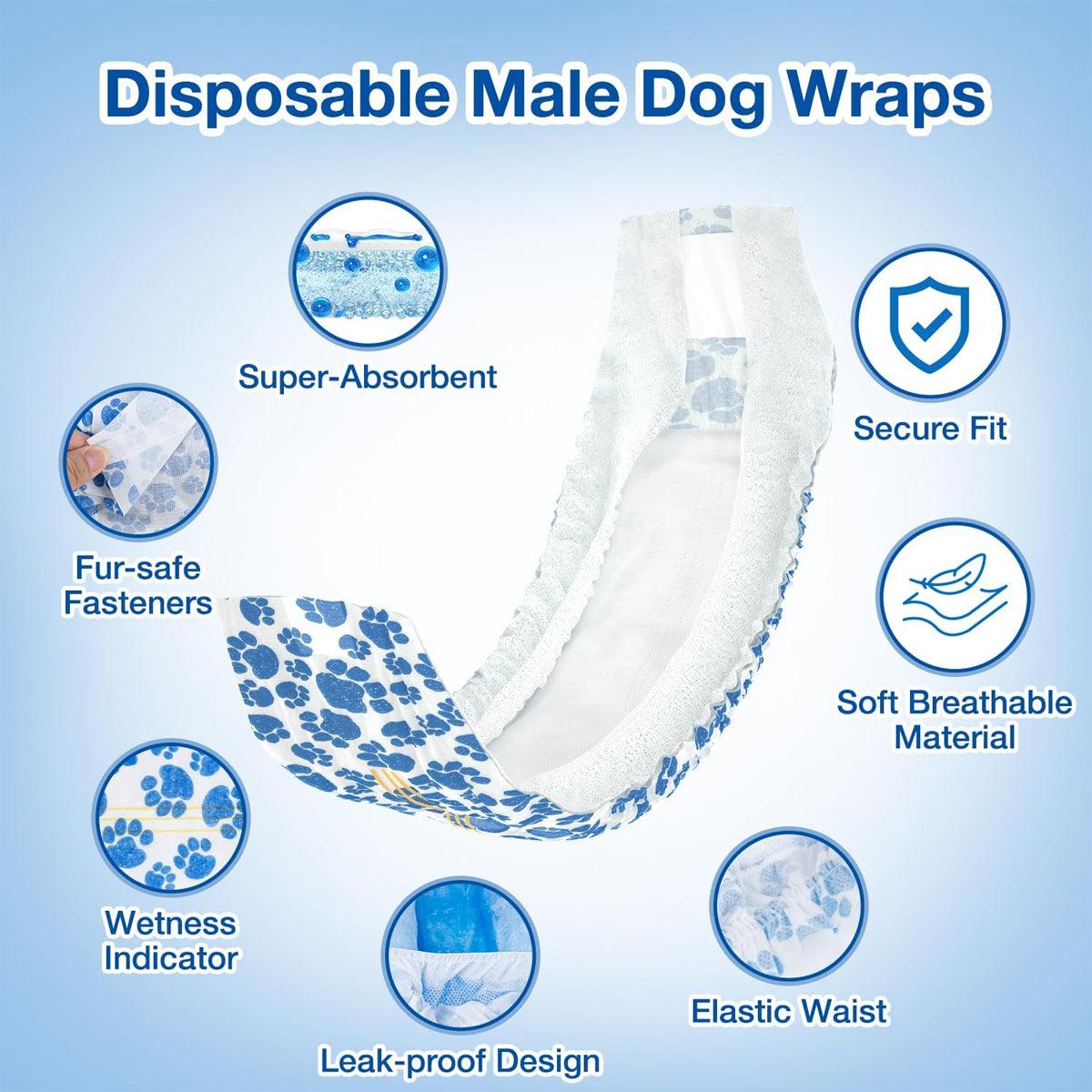 Disposable Female Dog Diapers Leakproof Breathable with Colour Indicator - S 26-46cm