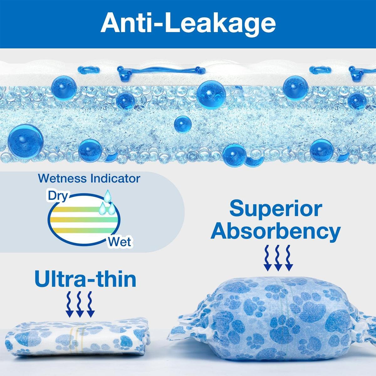 Male Disposable Dog Diapers Leakproof Breathable with Colour Indicator - S 30-48cm
