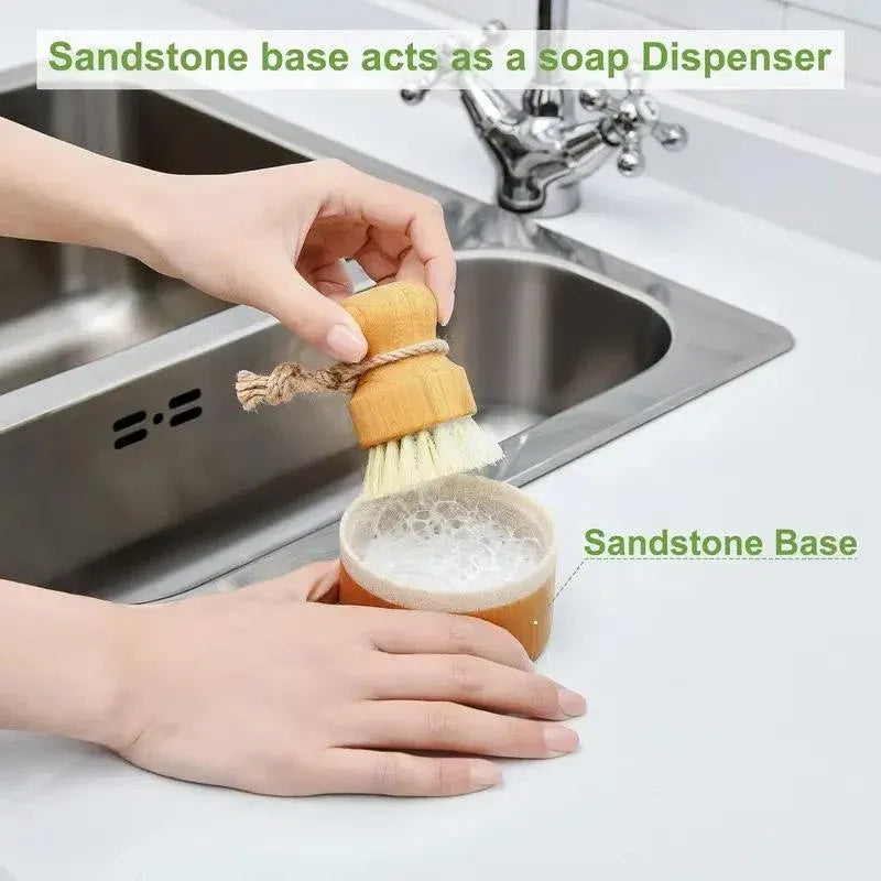 3pcs Dishwashing Brush Set Short Handle Pot Brush for Kitchen Cleaning Scrubbing