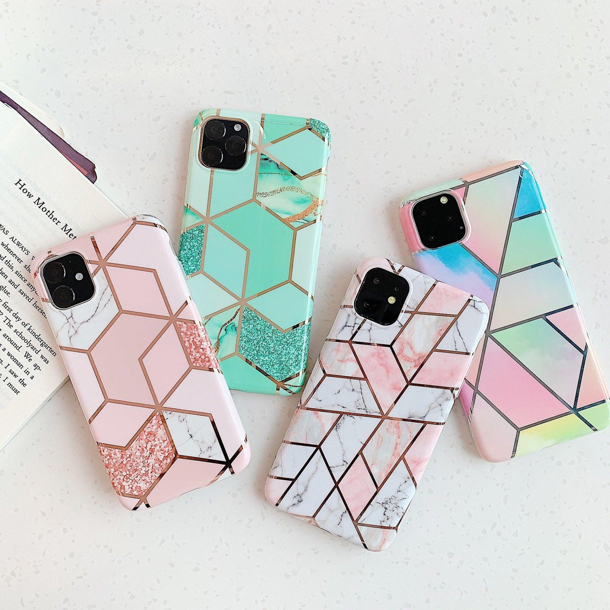 Rainbow Case for iPhone 14 13 12 11 Pro Max XR XS Marble Phone Shockproof Cover Silicone - For iphone  13